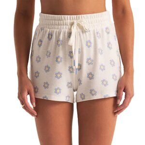 Z SUPPLY Daytrip Daisy Elastic Drawstring Waist Shorts Ivory Daisy Size Medium